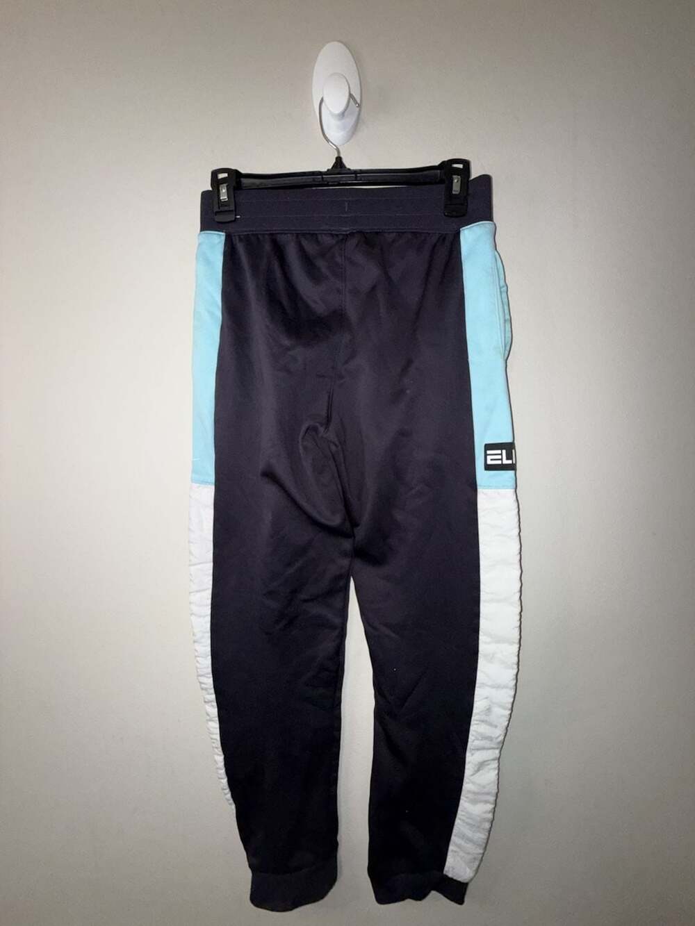 Boys Nike Therma-Fit Elite Basketball Pants Black Light Blue White XL